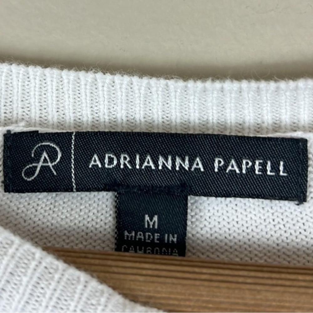 Adrianna Papell Coquette Polka Dot Top White Half Puff Sleeve Whimsy Size M - Picture 5 of 6